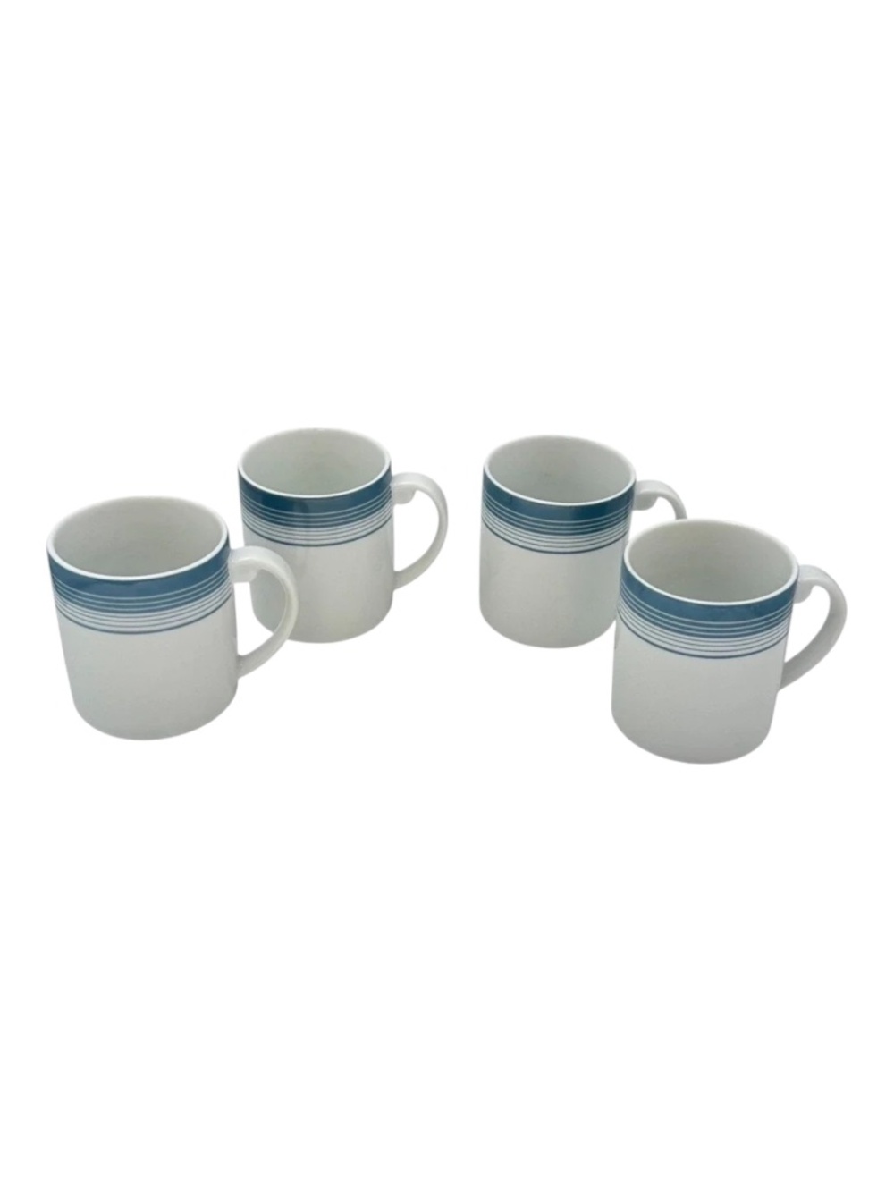 Royal Doulton Orbit Coffee Mugs Lot 4‎ White Blue Striped Porcelain